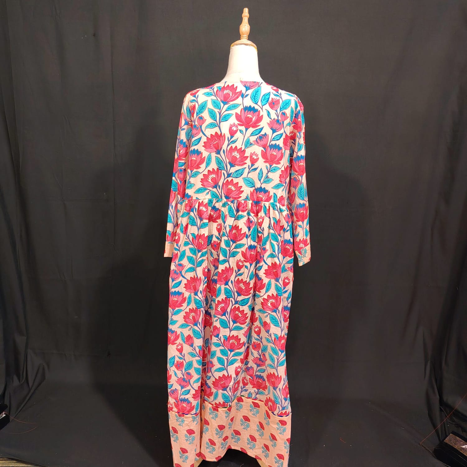 L/XL Zaria Printed Cotton Dress 57" Long Jalabiya TN 151