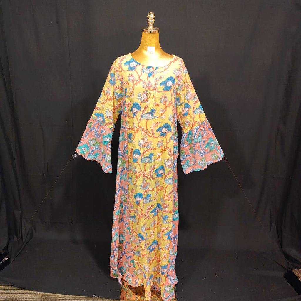 L/XL Marry Printed Cotton Dress 57" Long Jalabiya TN 153