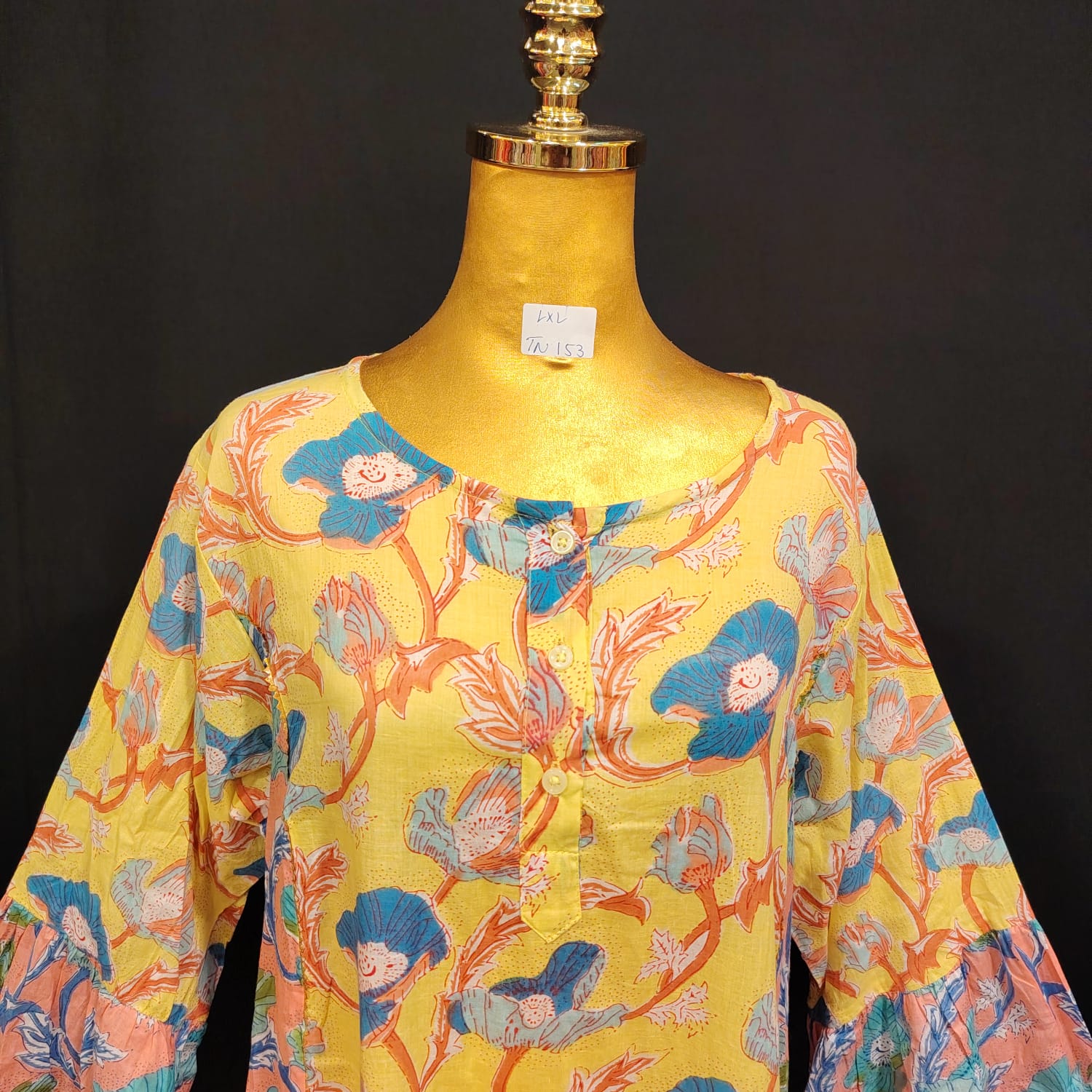 L/XL Marry Printed Cotton Dress 57" Long Jalabiya TN 153