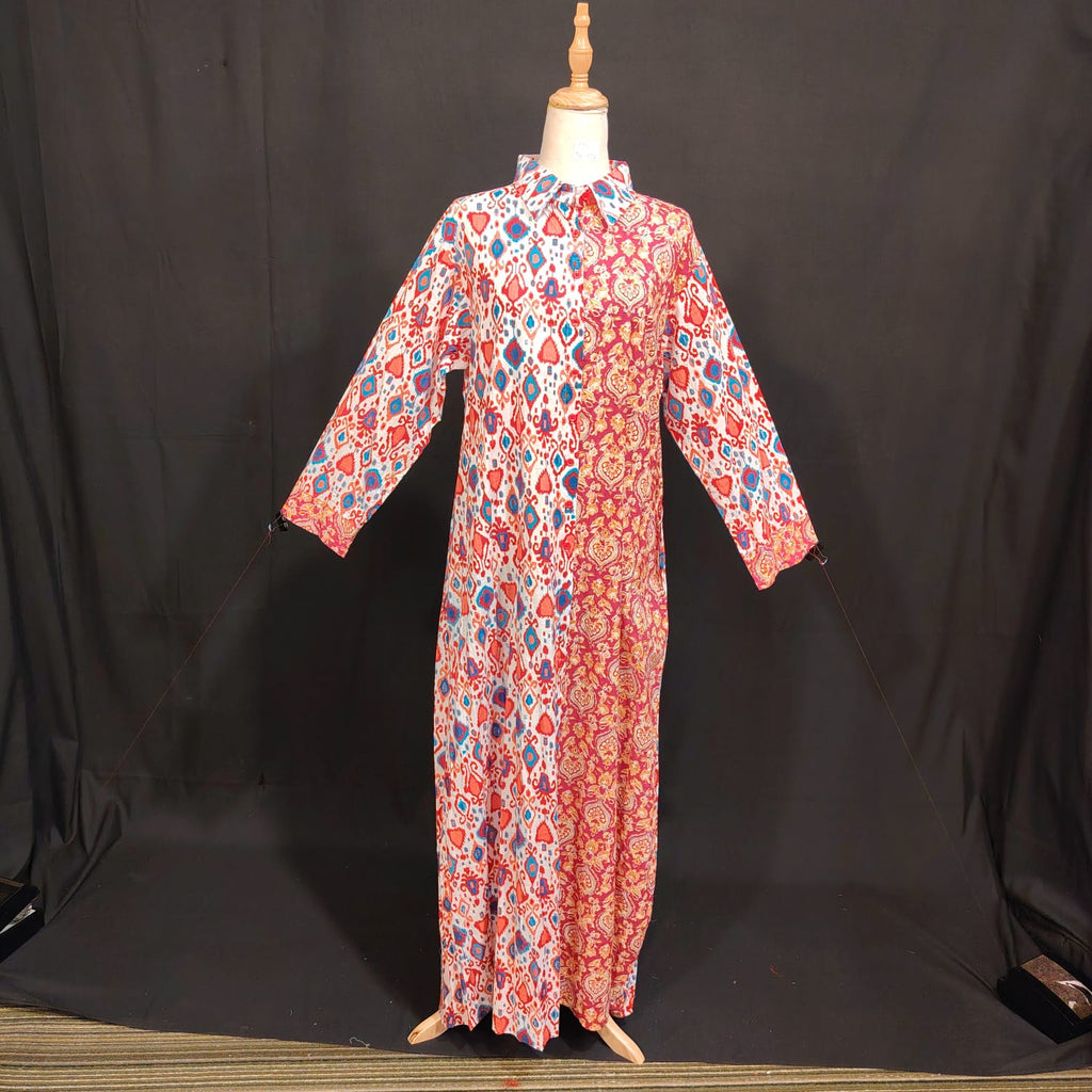 L/XL Singapore Printed Cotton Dress 57" Long Jalabiya TN 156