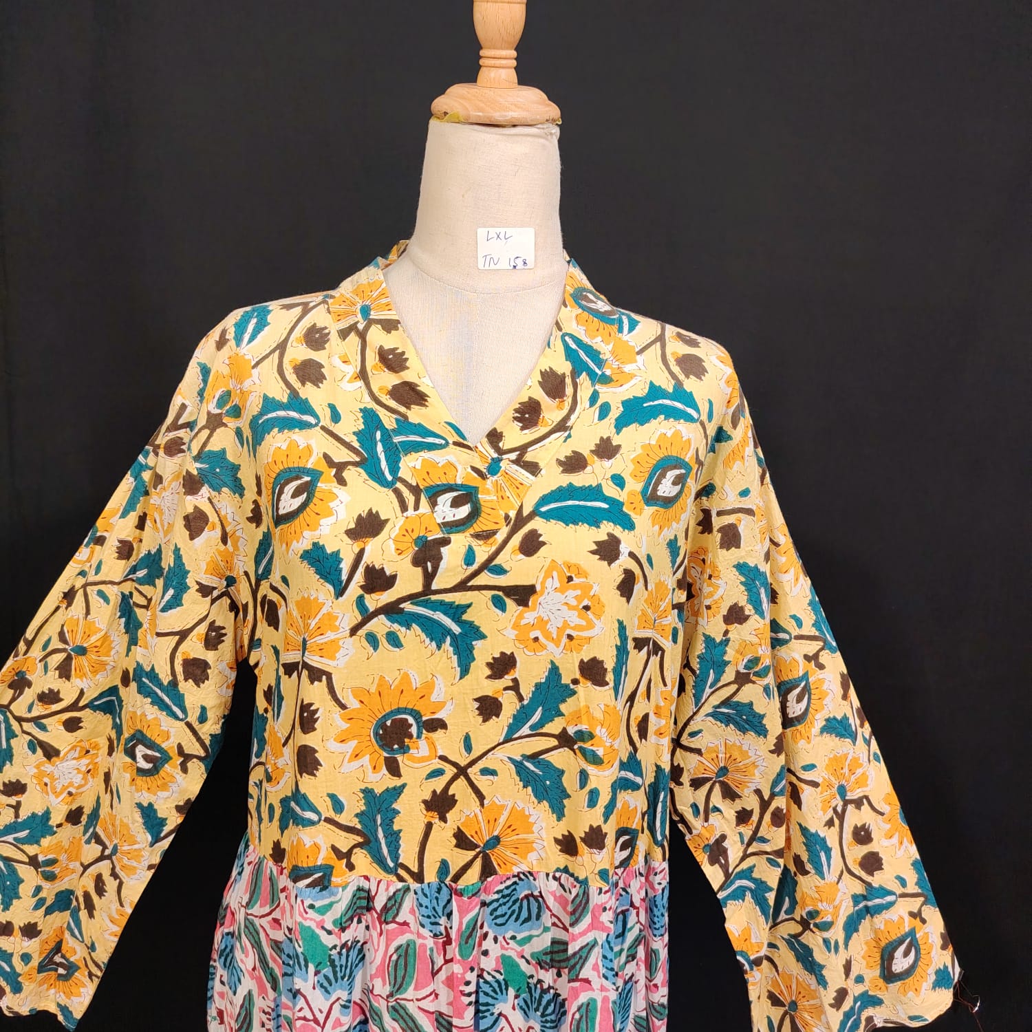 L/XL Maldives Printed Cotton Dress 57" Long Jalabiya TN 158