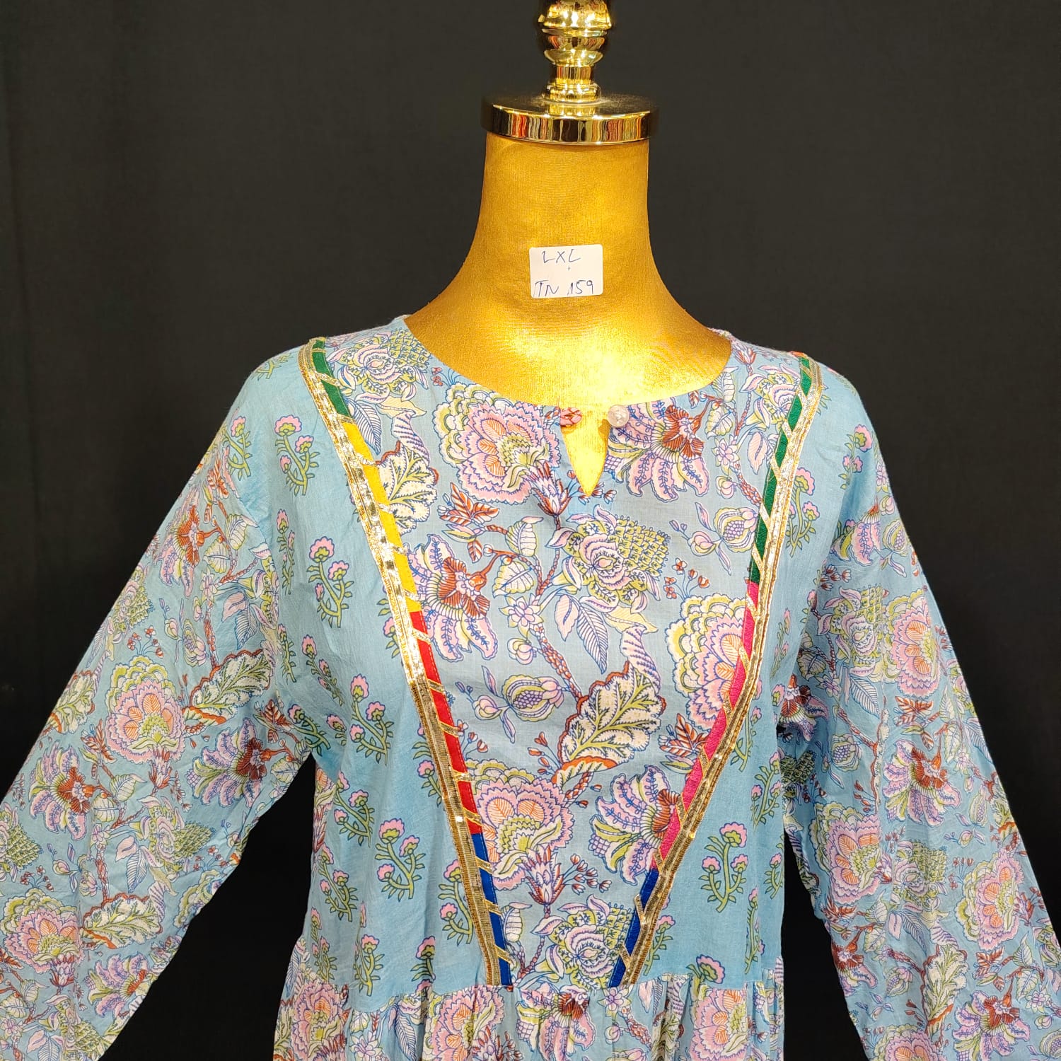 L/XL Special Printed Cotton Dress 57" Long Jalabiya TN 159