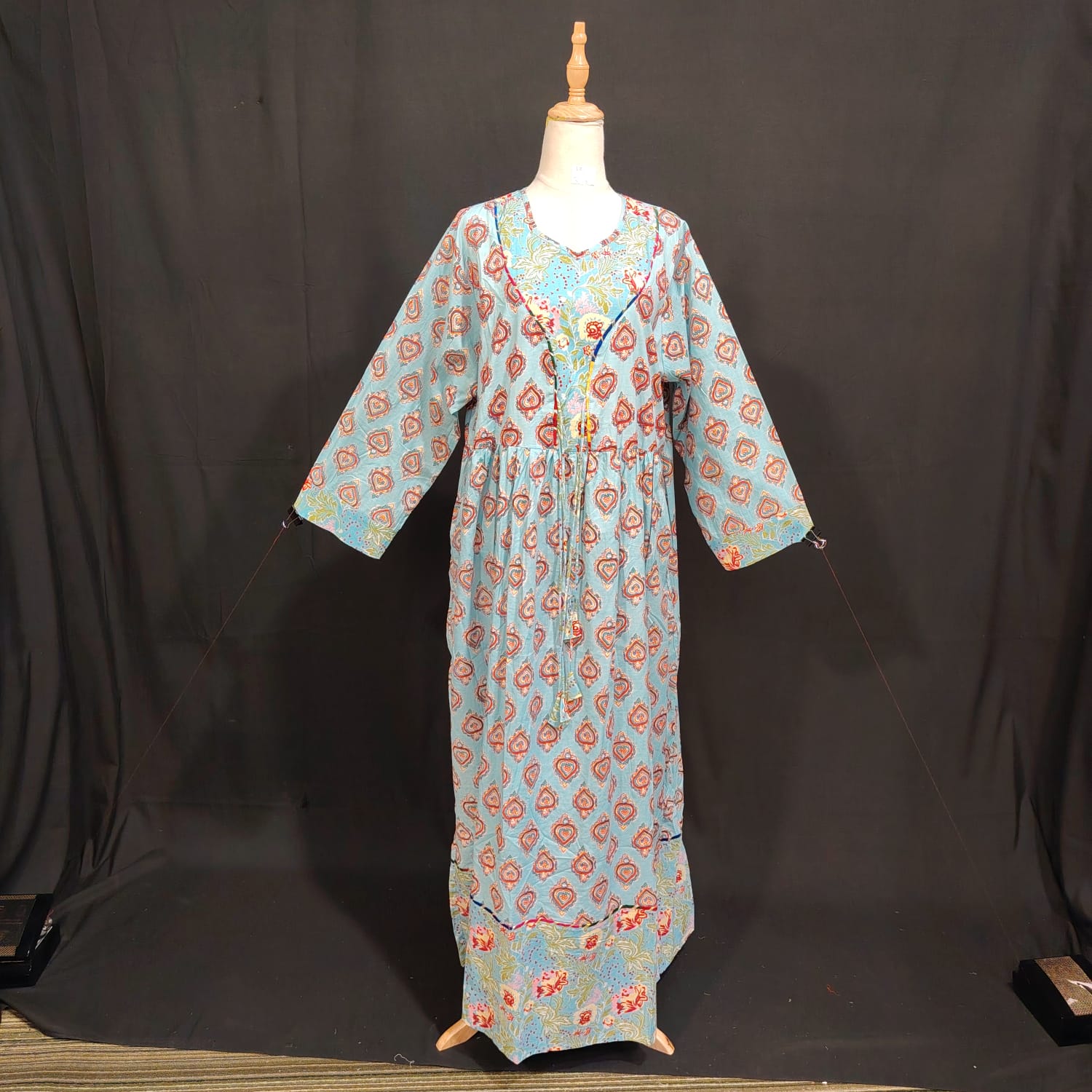 L/XL Zaria Printed Cotton Dress 57" Long Jalabiya TN 160