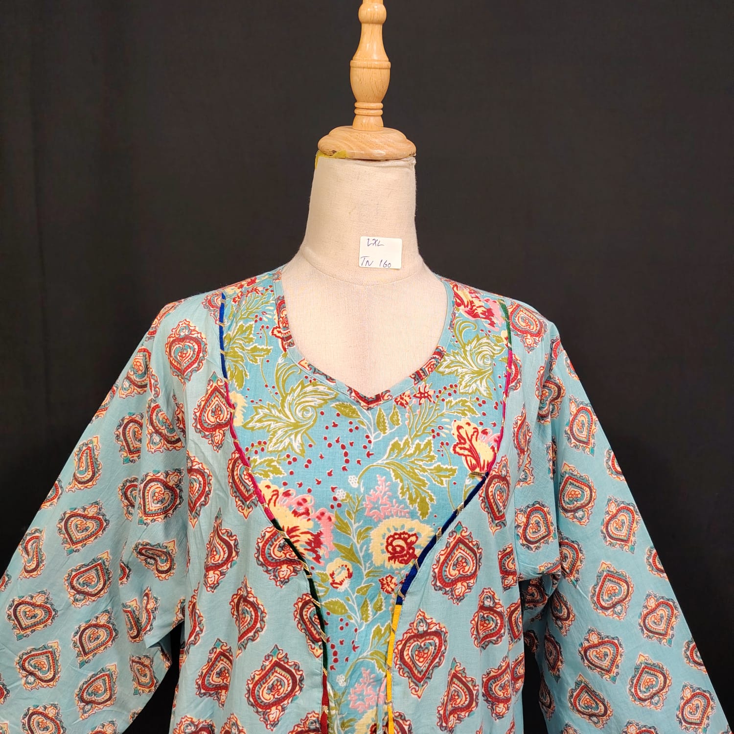 L/XL Zaria Printed Cotton Dress 57" Long Jalabiya TN 160