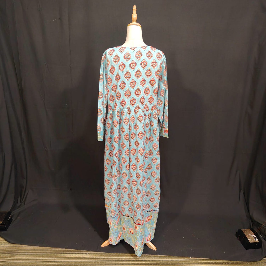 L/XL Zaria Printed Cotton Dress 57" Long Jalabiya TN 160
