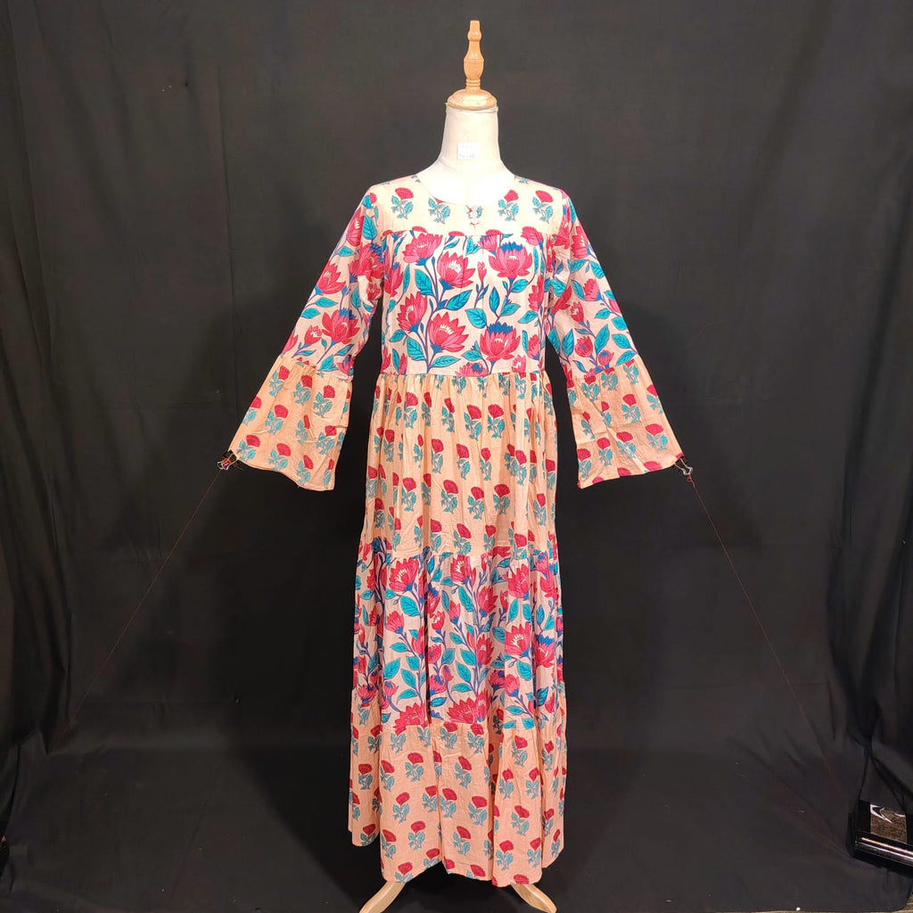 XS/S Moon Printed Cotton Dress 54" Long Jalabiya TN61