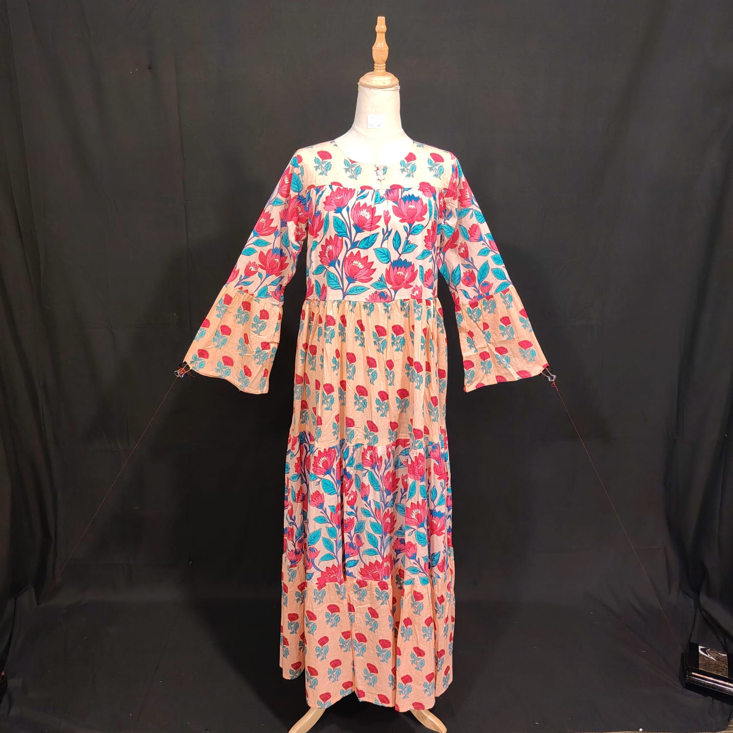 XS/S Moon Printed Cotton Dress 54" Long Jalabiya TN61