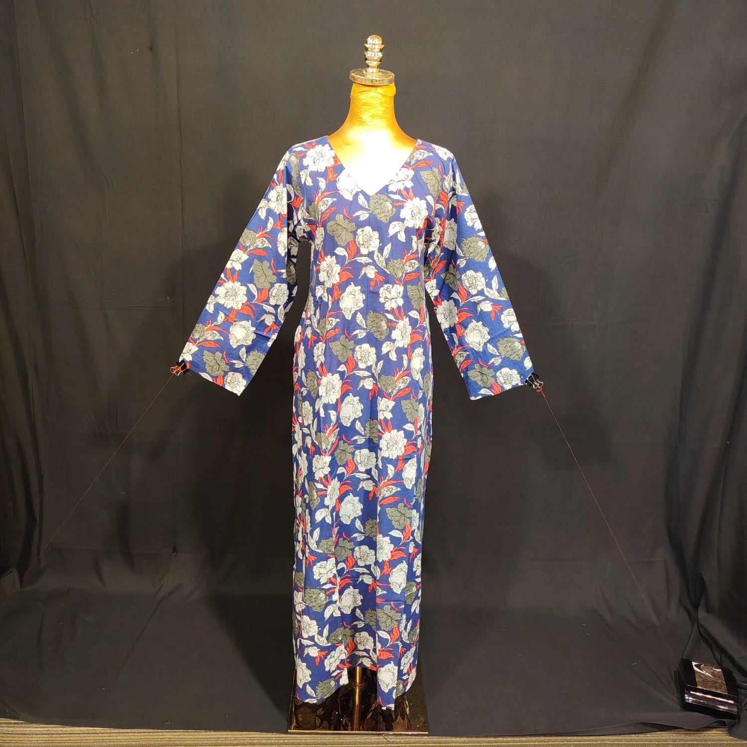 XS/S Khadijah Printed Cotton Dress 54" Long Jalabiya TN 62