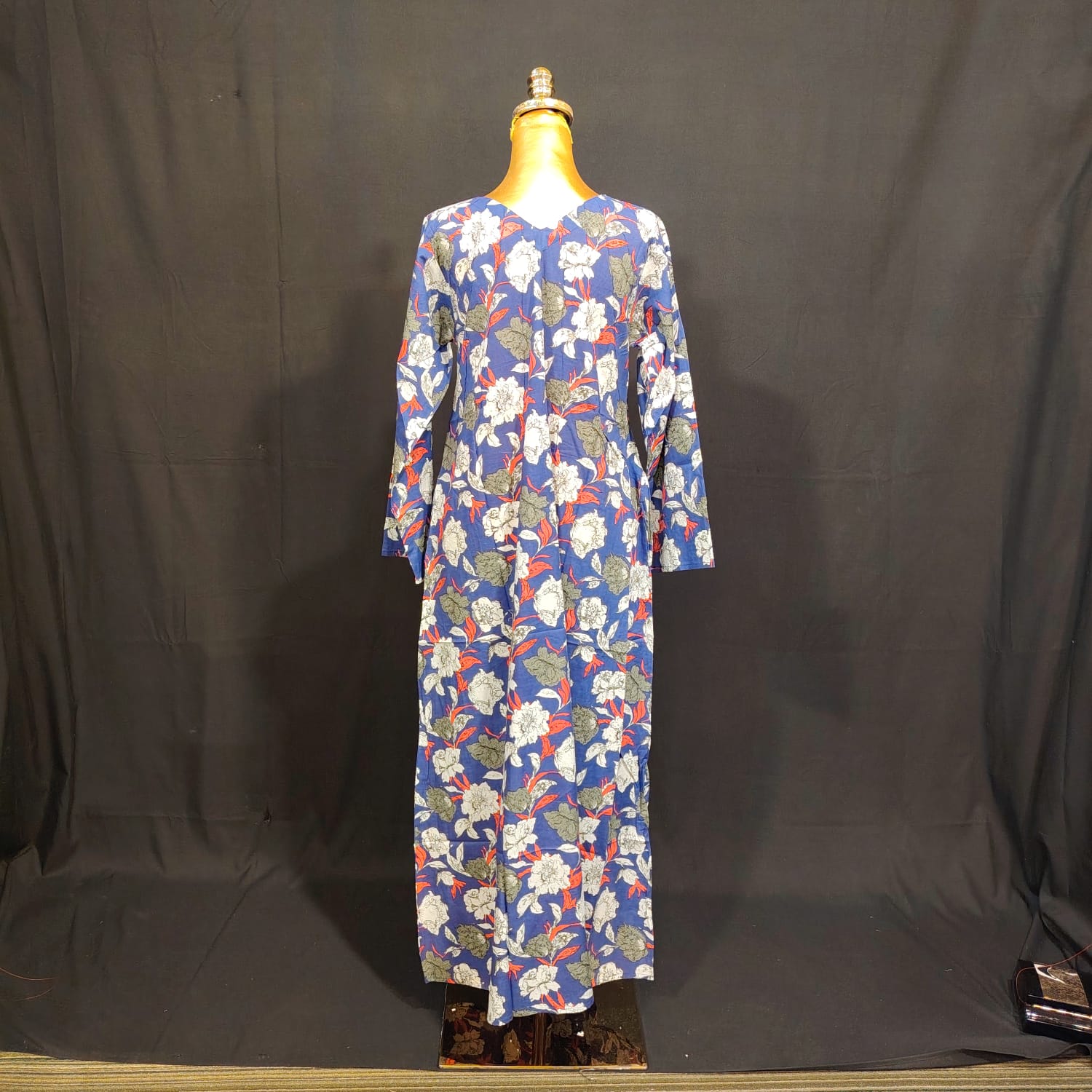 XS/S Khadijah Printed Cotton Dress 54" Long Jalabiya TN 62