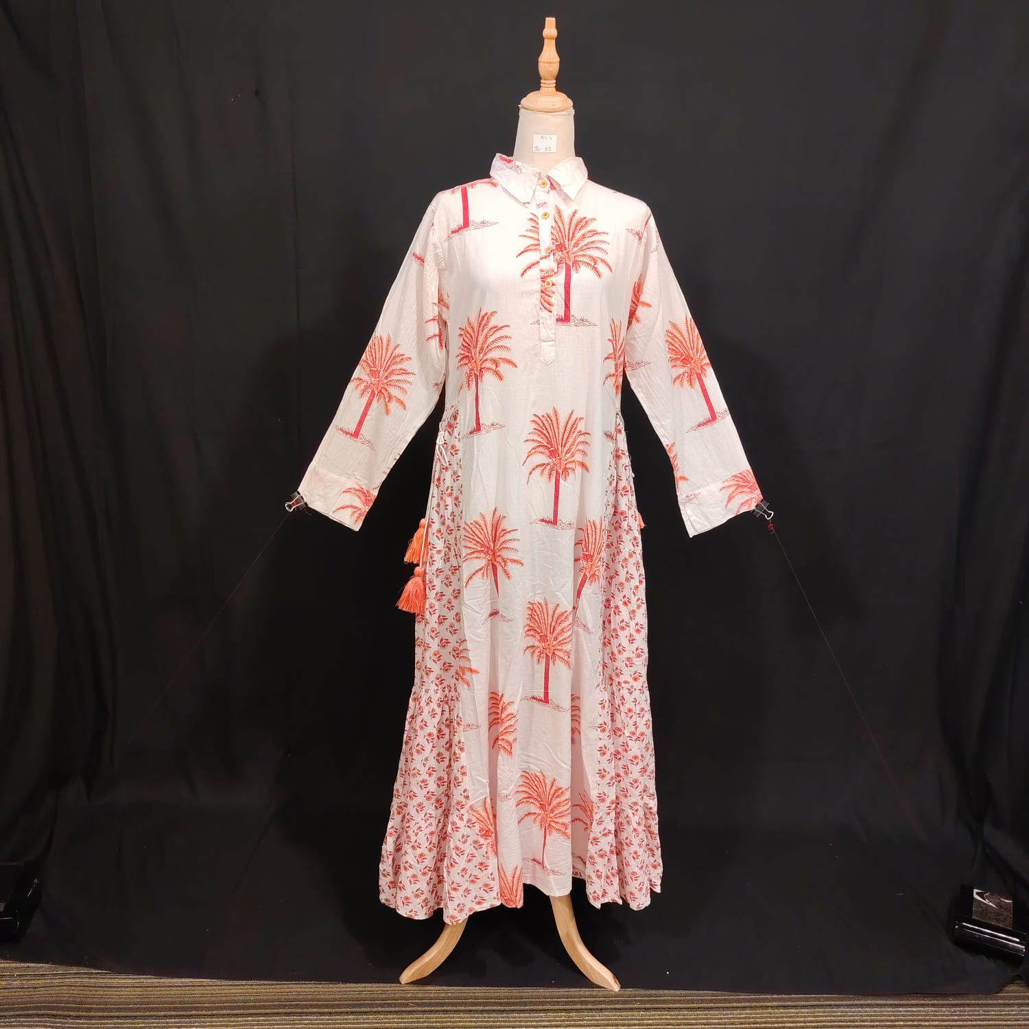 XS/S Nadira Printed Cotton Dress 54" Long Jalabiya TN 63