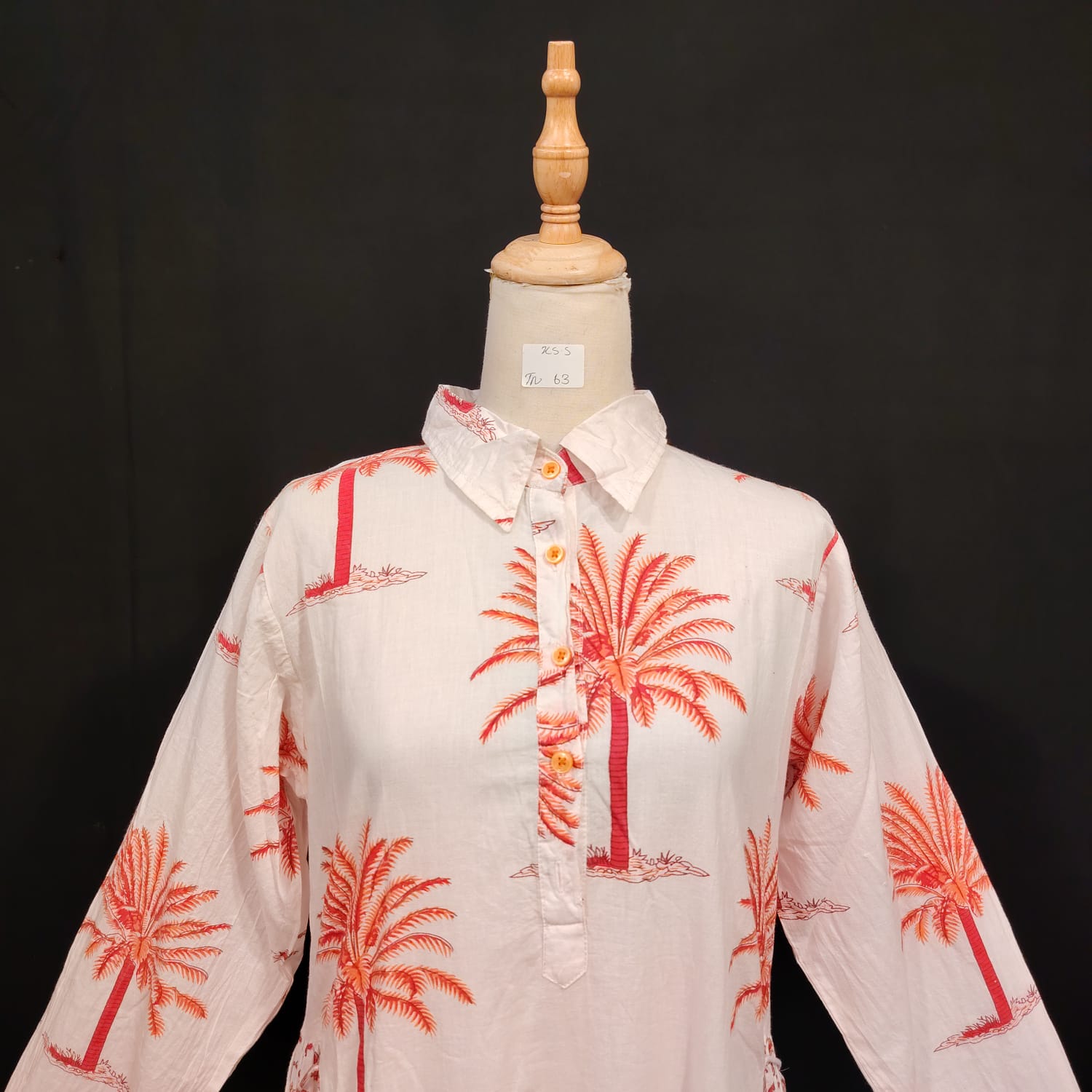 XS/S Nadira Printed Cotton Dress 54" Long Jalabiya TN 63