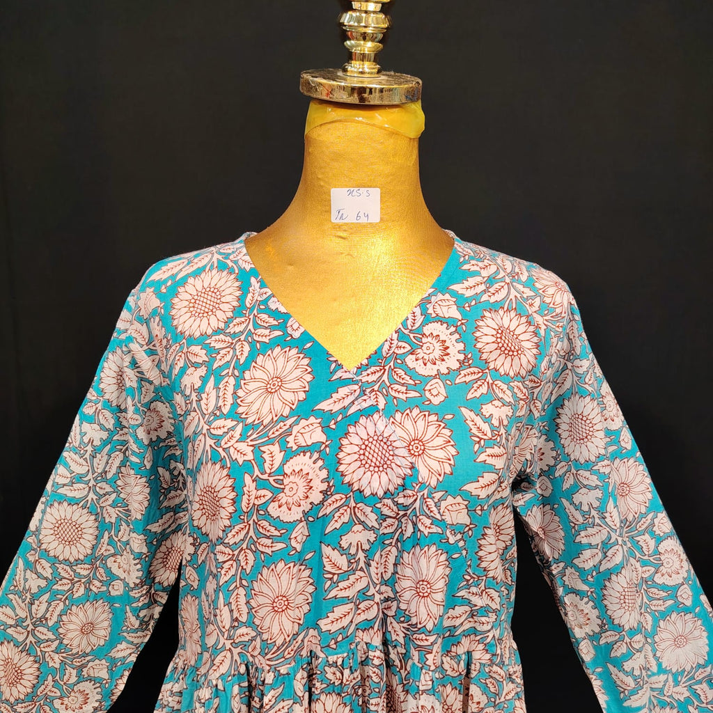 XS/S Special Printed Cotton Dress 54" Long Jalabiya TN 64