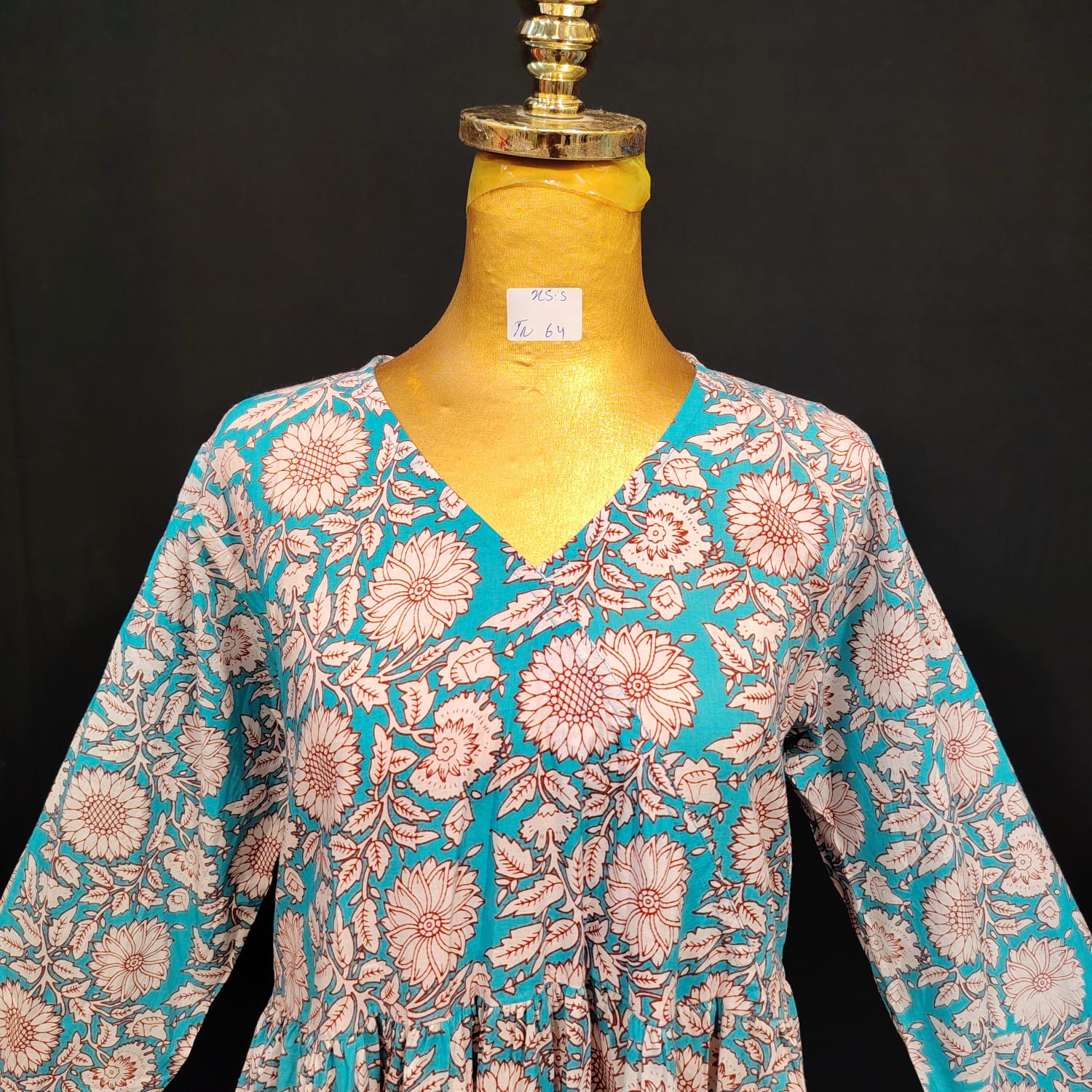 XS/S Special Printed Cotton Dress 54" Long Jalabiya TN 64