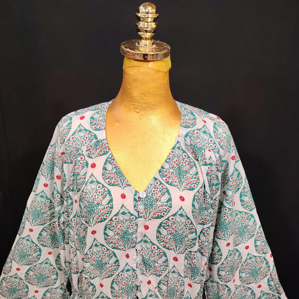 XS/S Ari Printed Cotton Dress 54" Long Jalabiya TN 65