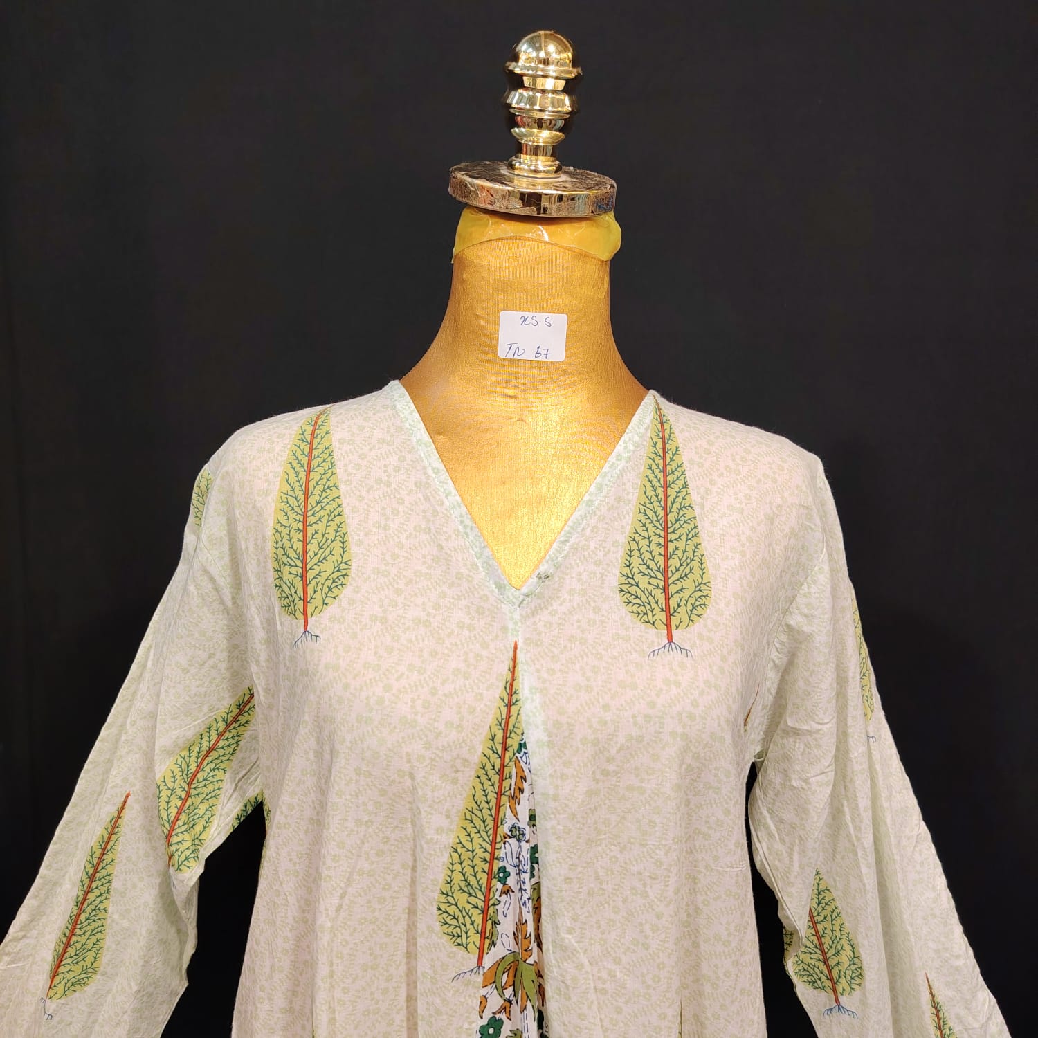 XS/S Rukiya Printed Cotton Dress 54" Long Jalabiya TN 67