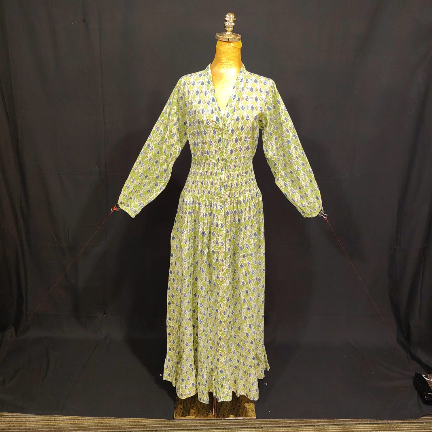 XS/S Yuasa Printed Cotton Dress 54" Long Jalabiya TN 68