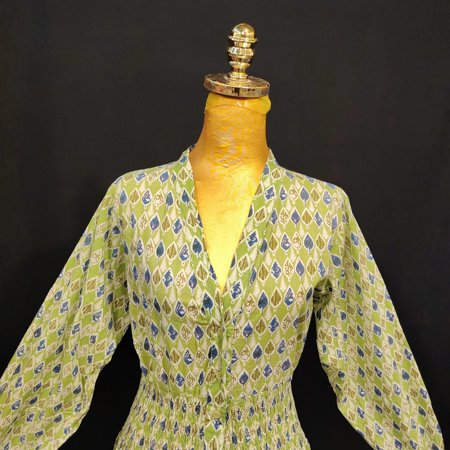 XS/S Yuasa Printed Cotton Dress 54" Long Jalabiya TN 68