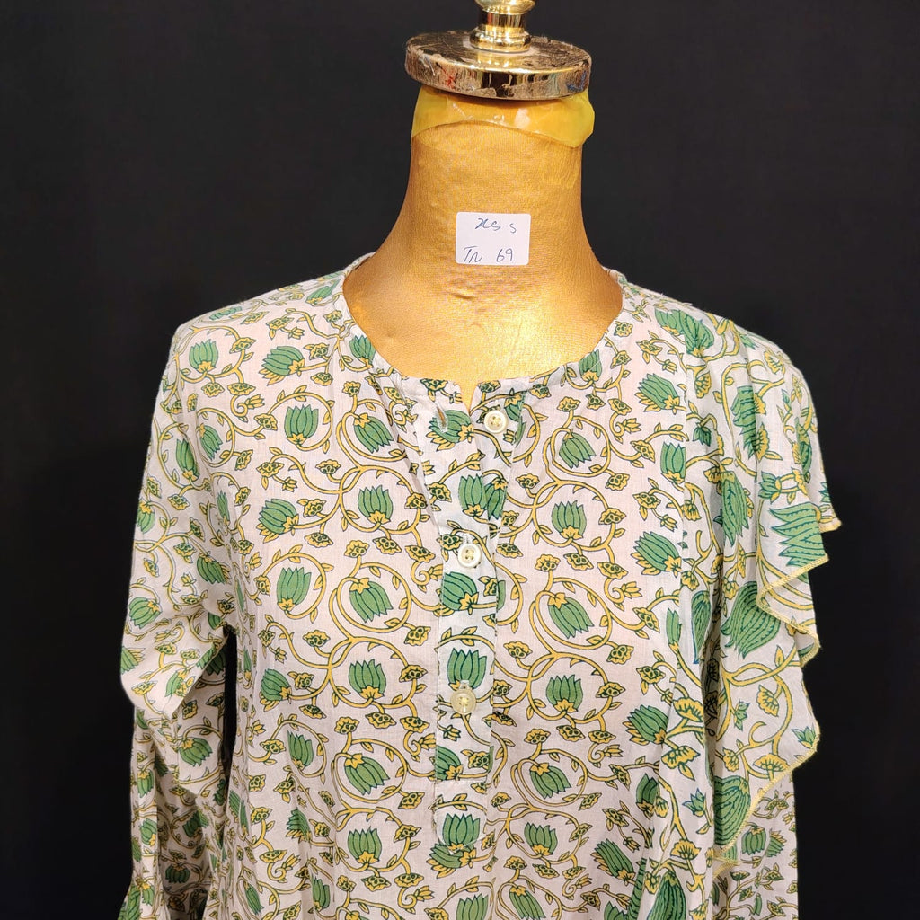XS/S Princess Printed Cotton Dress 54" Long Jalabiya TN 69