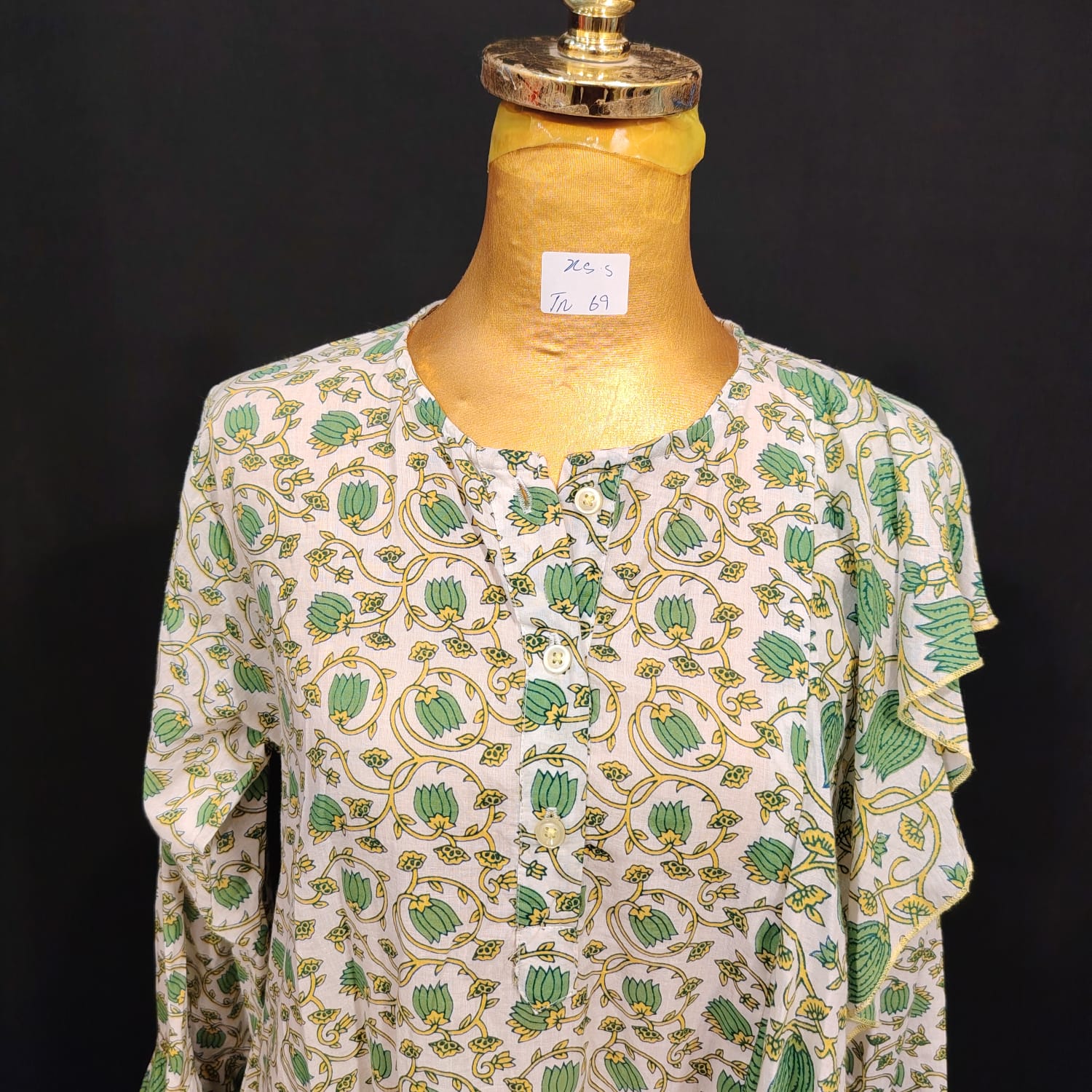 XS/S Princess Printed Cotton Dress 54" Long Jalabiya TN 69