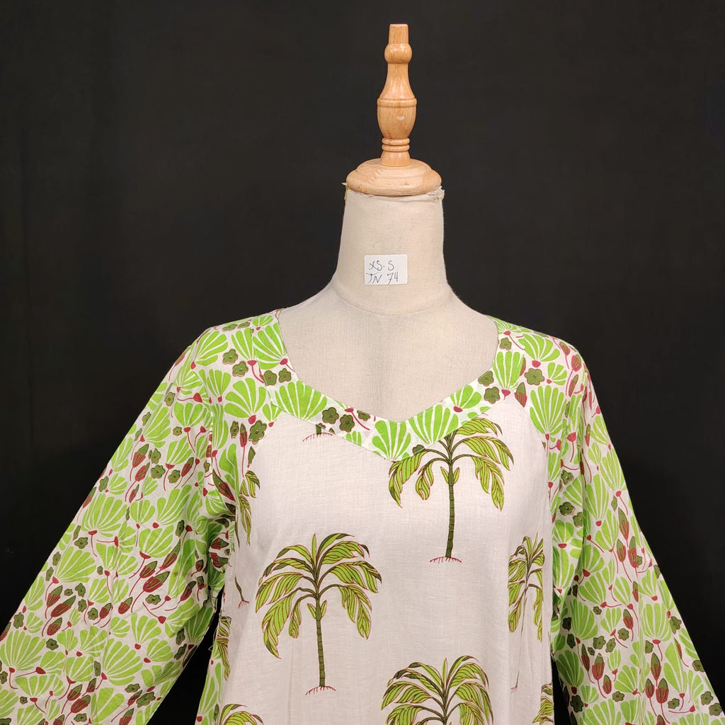 XS/S Naija Printed Cotton Dress 54" Long Jalabiya TN 74
