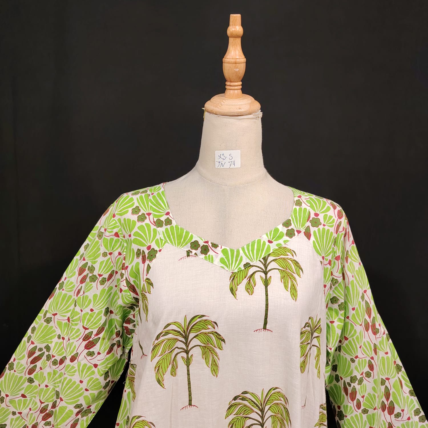 XS/S Naija Printed Cotton Dress 54" Long Jalabiya TN 74