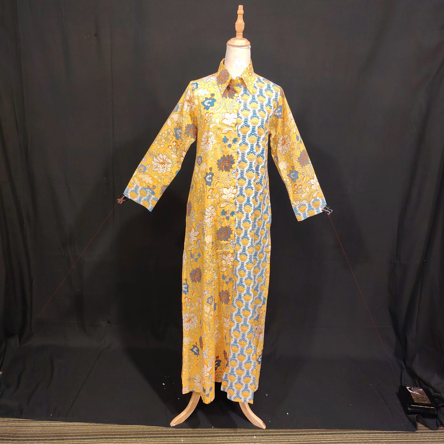 XS/S Singapore Printed Cotton Dress 54" Long Jalabiya TN 76