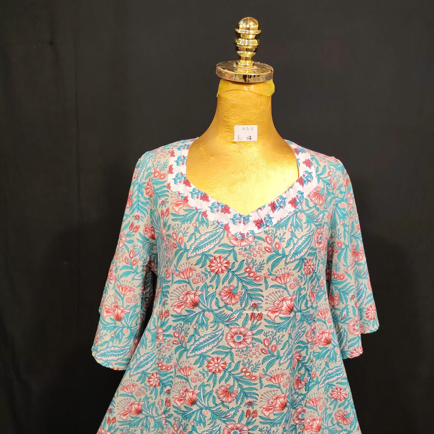 XS/S Special Printed Cotton Dress 54" Long Jalabiya TN 77