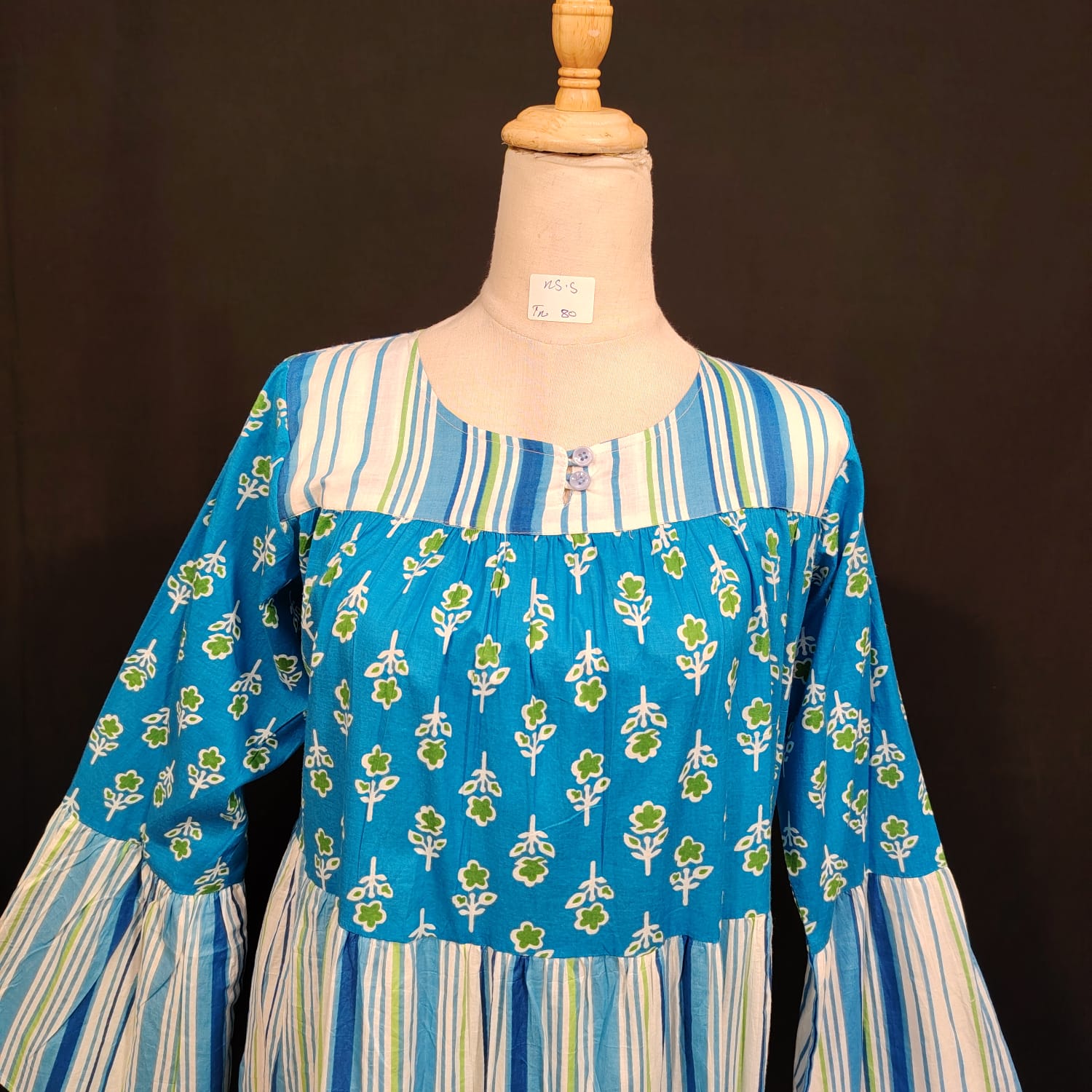 XS/S Moon Printed Cotton Dress 54" Long Jalabiya TN80
