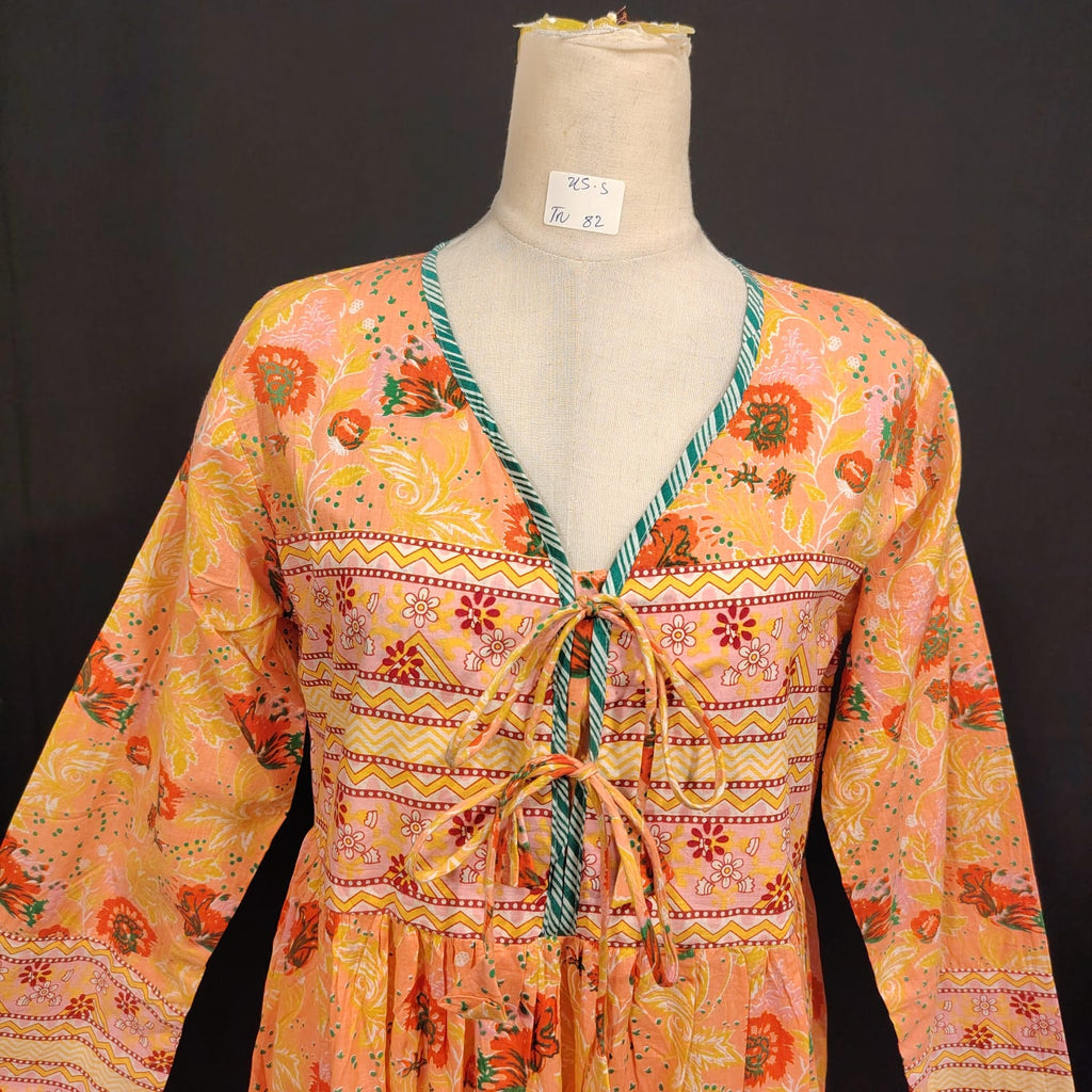 XS/S Beach Printed Cotton Dress 54" Long Jalabiya TN 82