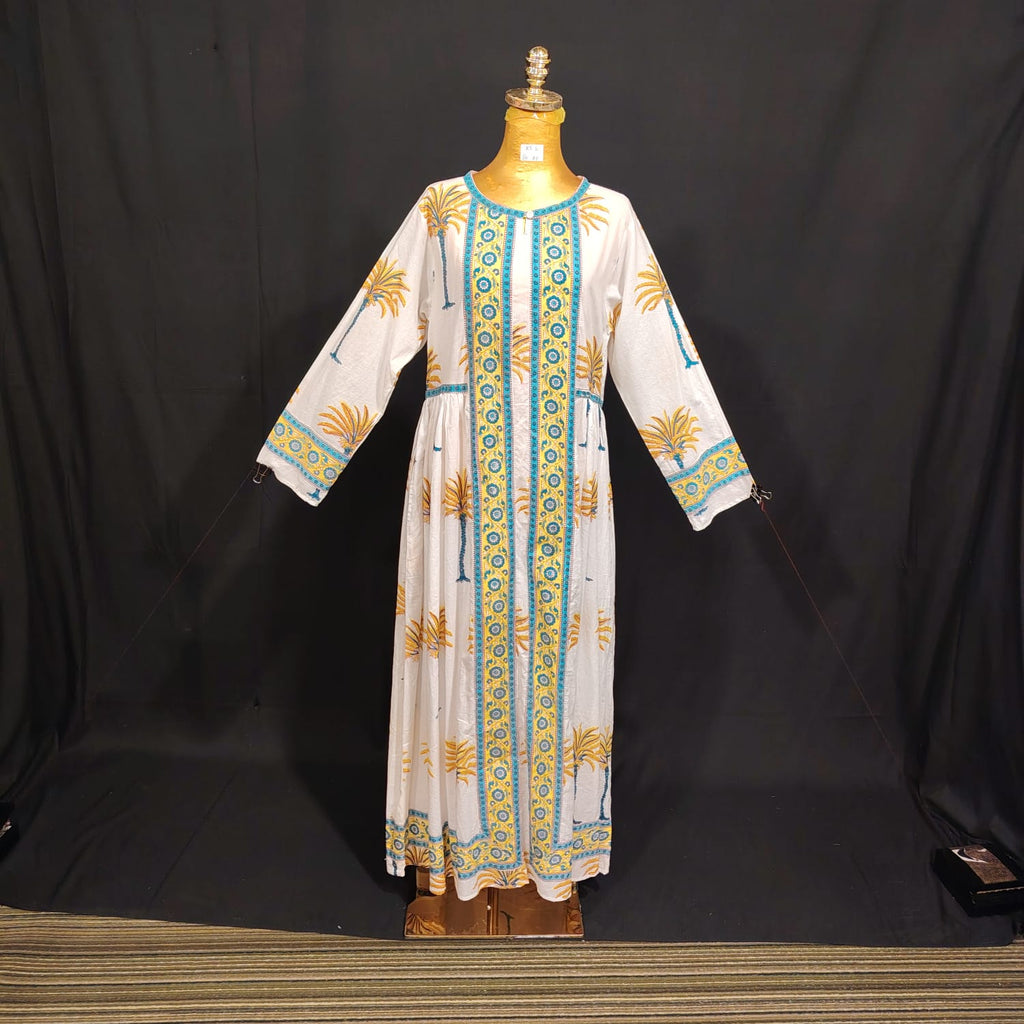 XS/S Bhopali Printed Cotton Dress 54" Long Jalabiya TN 87