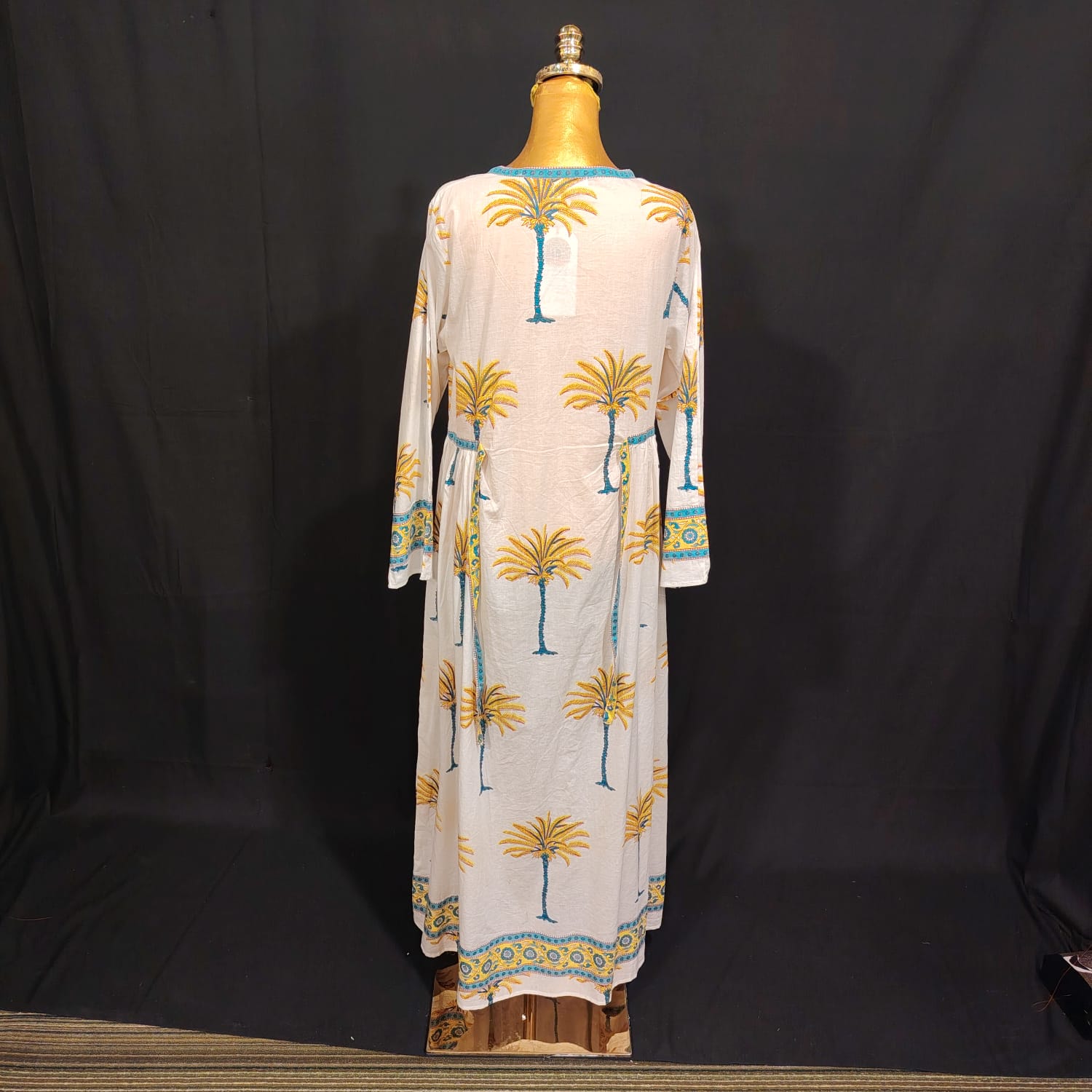 XS/S Bhopali Printed Cotton Dress 54" Long Jalabiya TN 87