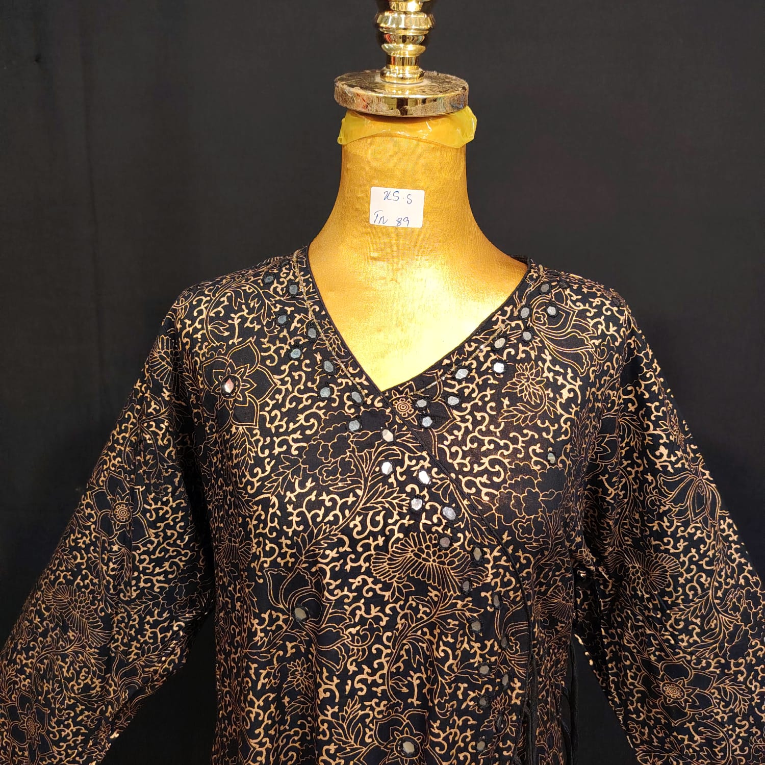 XS/S Qifa Printed Cotton Dress 54" Long Jalabiya TN89