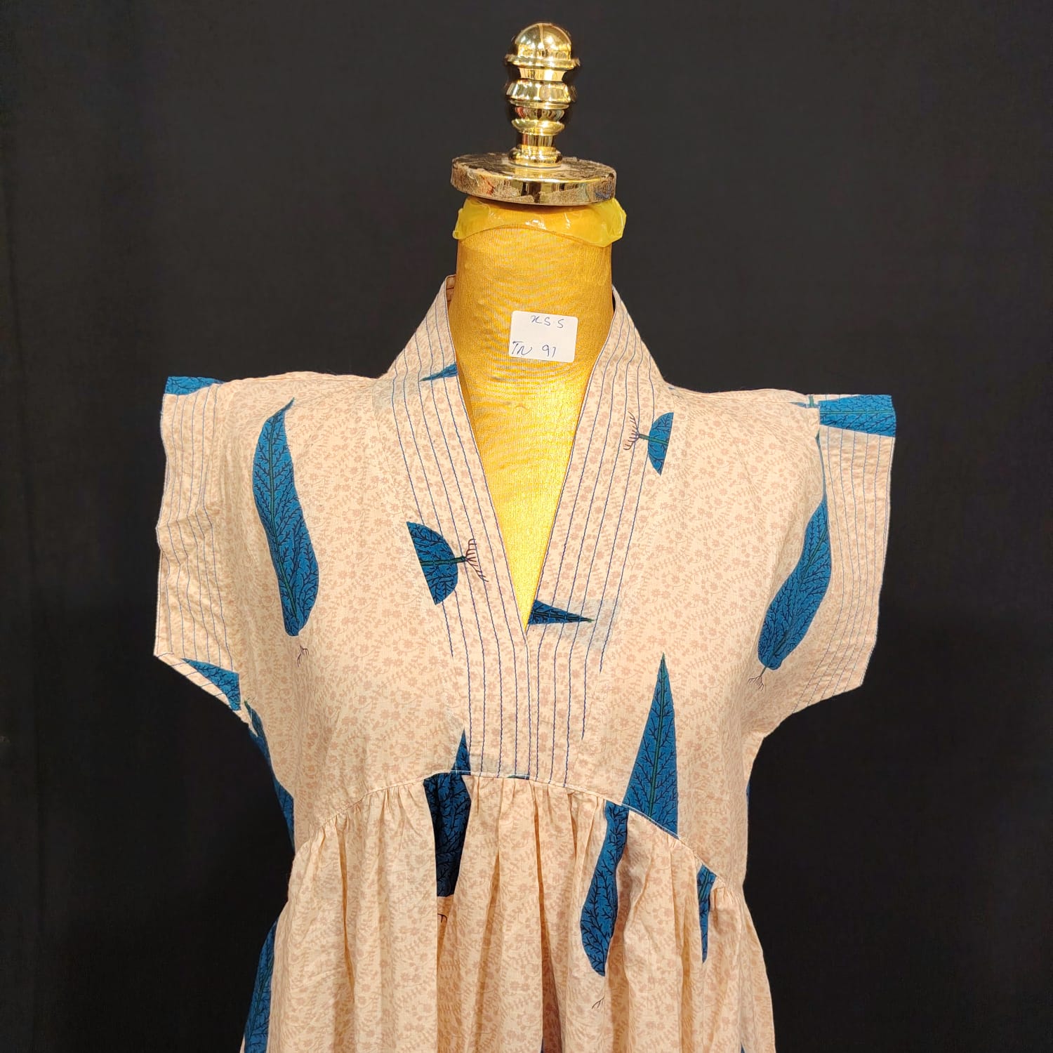XS/S Amani Printed Cotton Dress 54" Long Jalabiya TN91