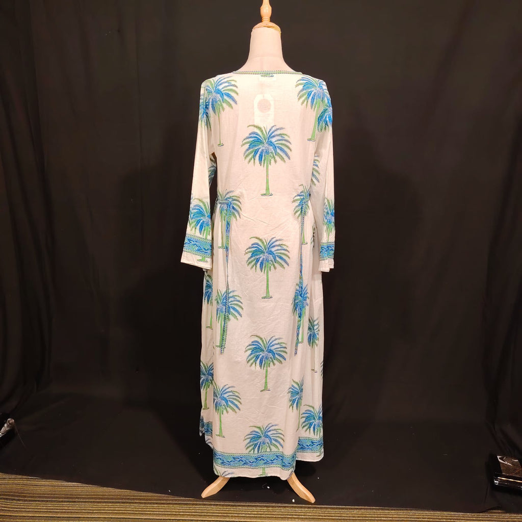 XS/S Bhopali Printed Cotton Dress 54" Long Jalabiya TN 92