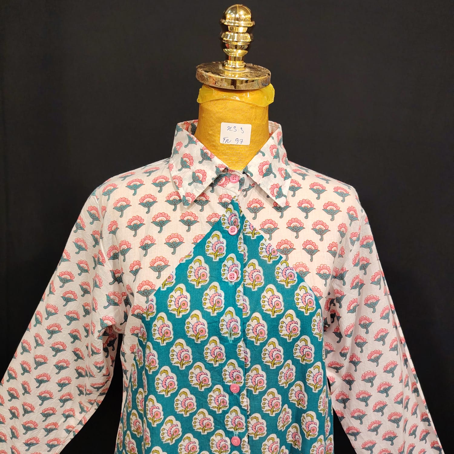 XS/S Honey Printed Cotton Dress 54" Long Jalabiya TN 97