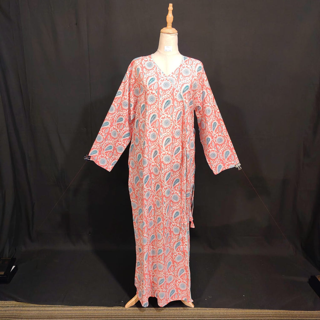 XS/S Qifa Printed Cotton Dress 54" Long Jalabiya TN 101