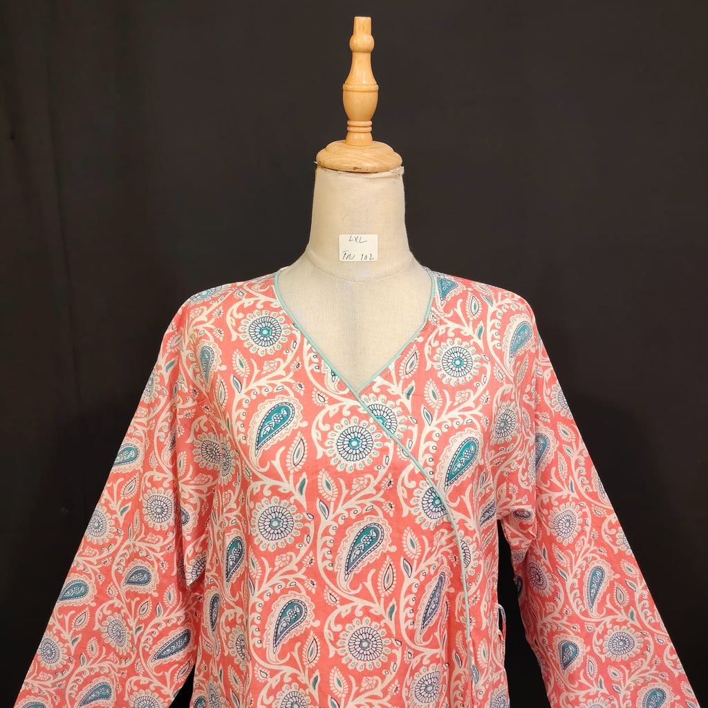XS/S Qifa Printed Cotton Dress 54" Long Jalabiya TN 101