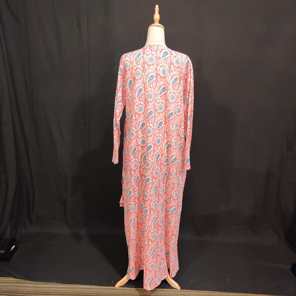 XS/S Qifa Printed Cotton Dress 54" Long Jalabiya TN 101