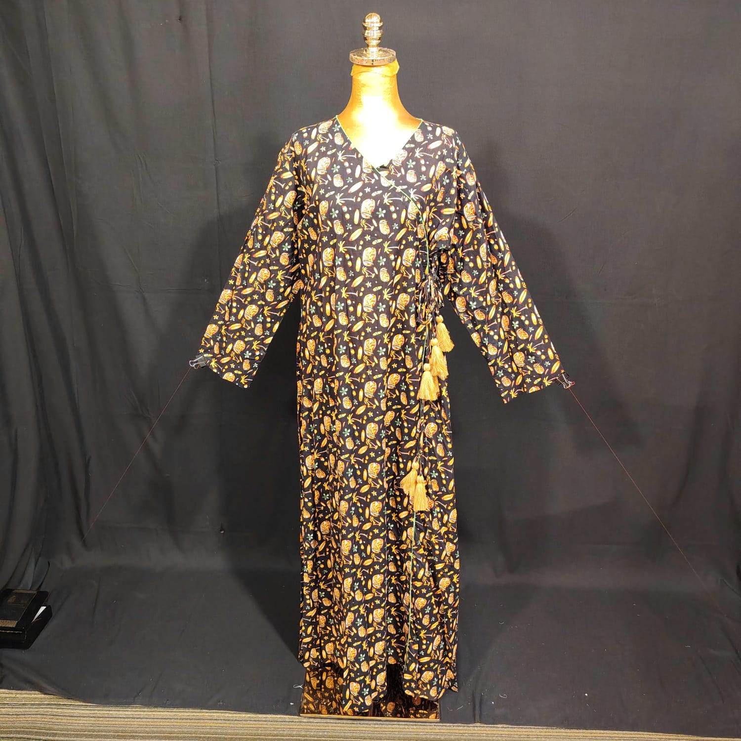 L/XL Qifa Printed Cotton Dress 57" Long Jalabiya TN 104