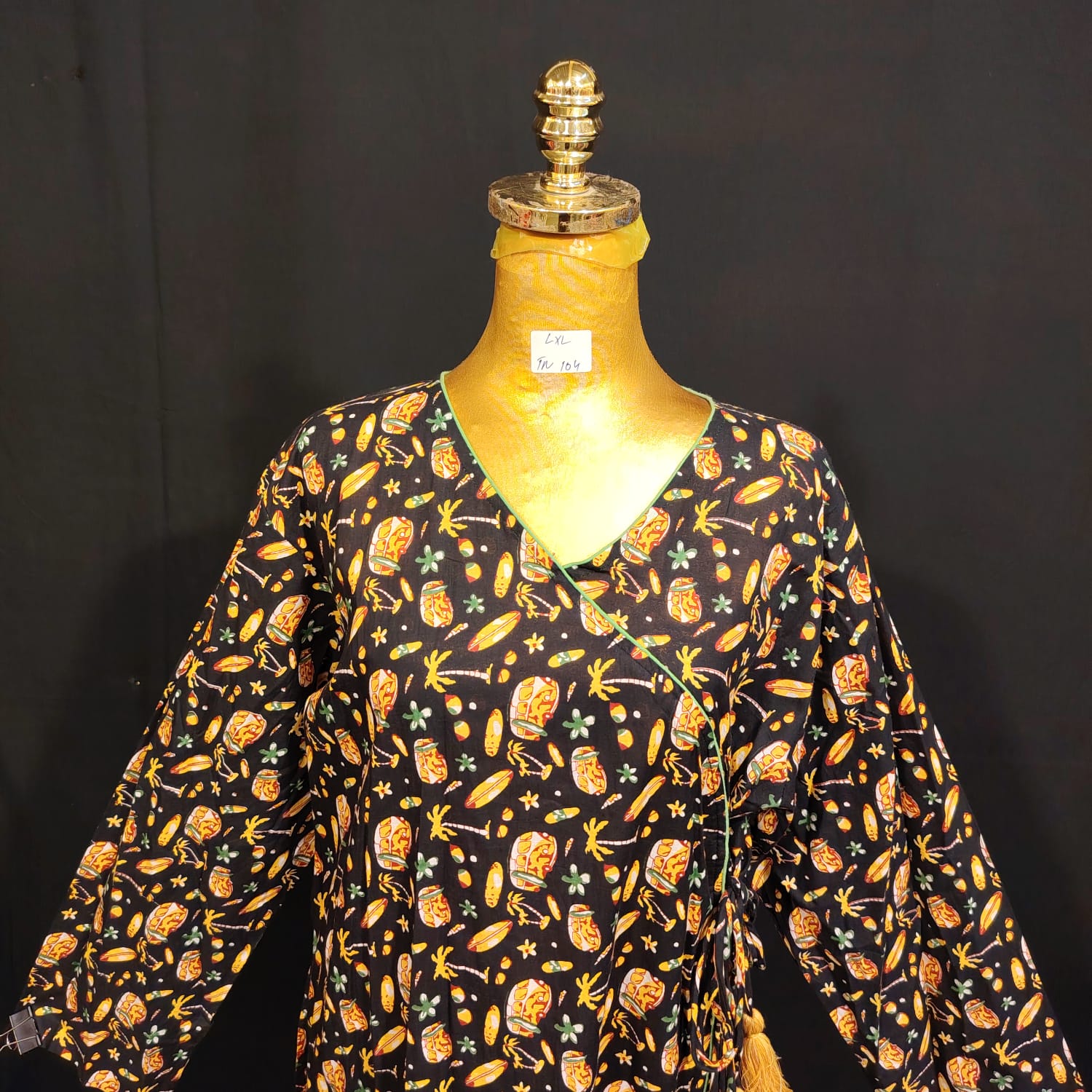 L/XL Qifa Printed Cotton Dress 57" Long Jalabiya TN 104