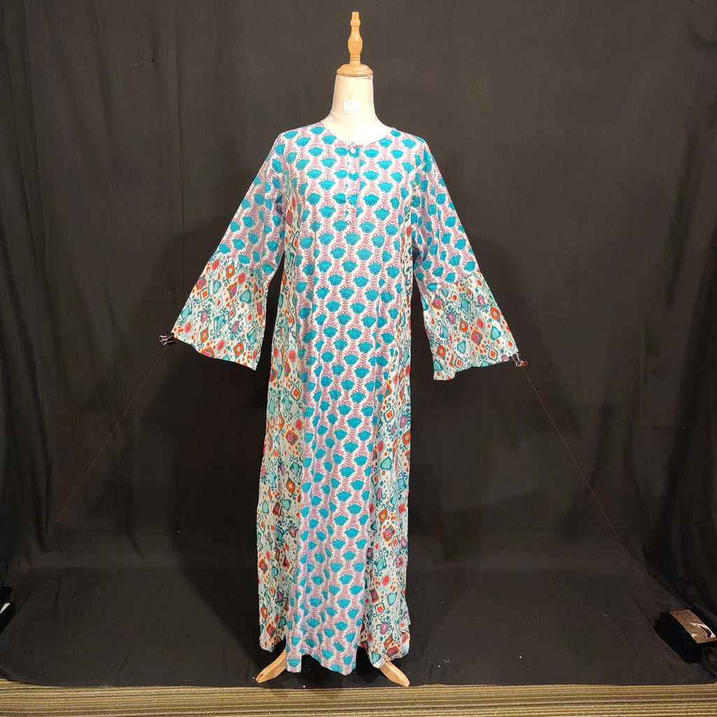 L/XL Marry Printed Cotton Dress 57" Long Jalabiya TN 105