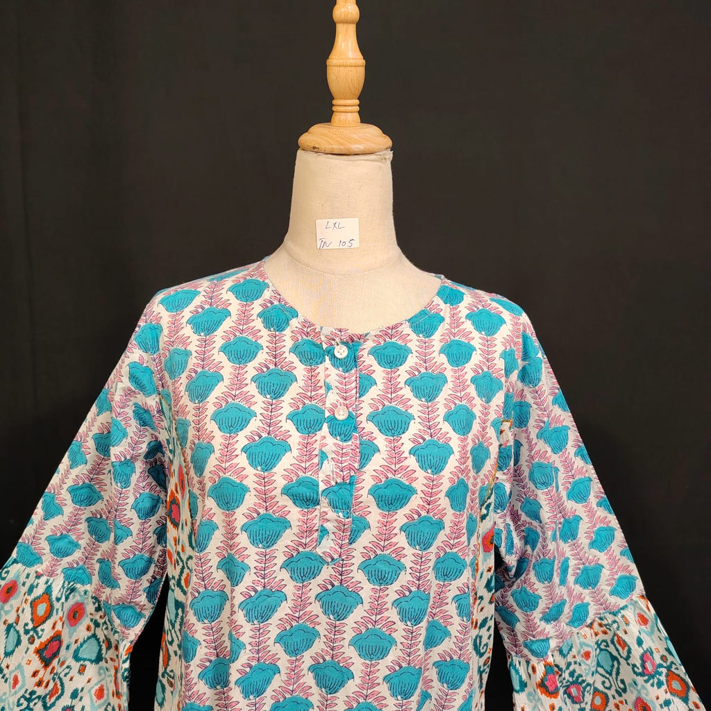 L/XL Marry Printed Cotton Dress 57" Long Jalabiya TN 105