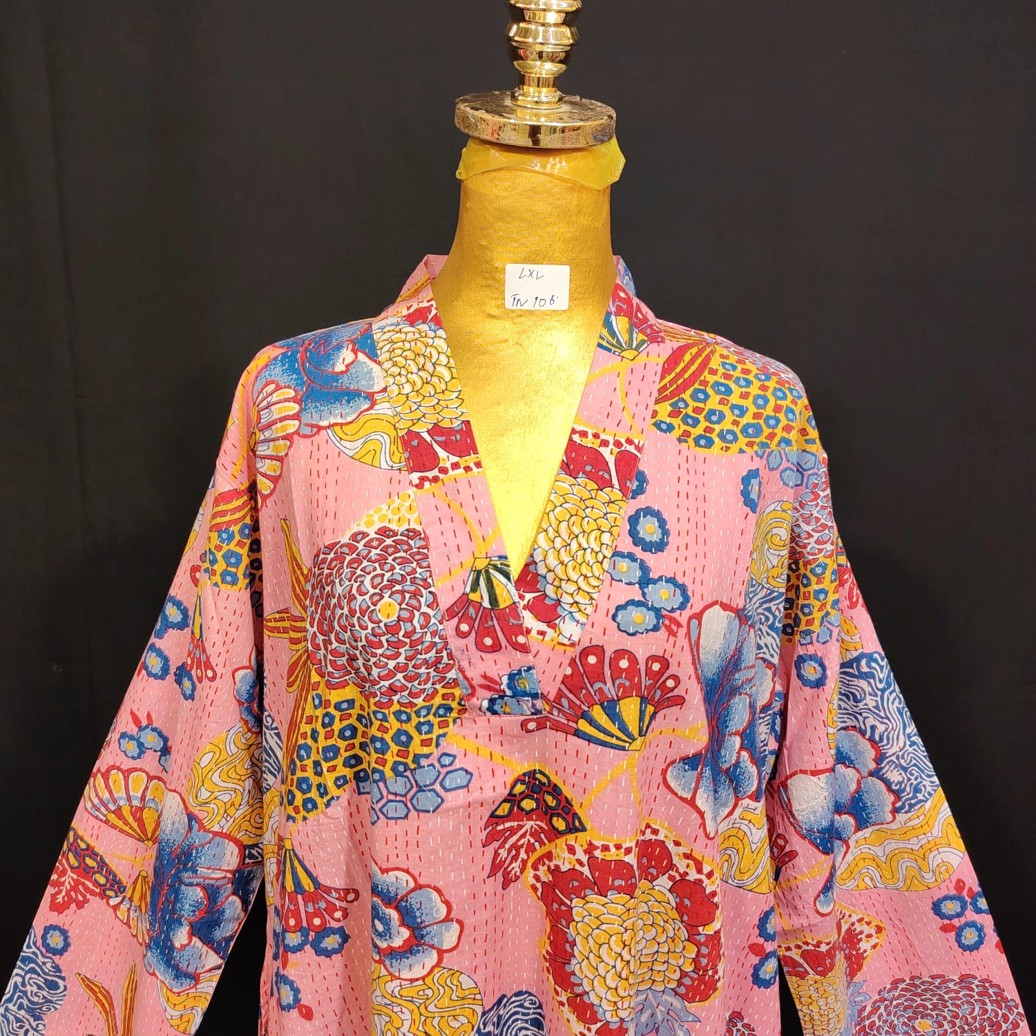 L/XL Teena Printed Cotton Dress 57" Long Jalabiya TN 106