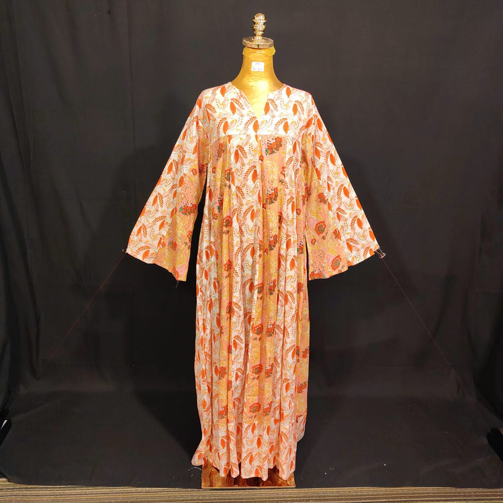 L/XL Zahia Printed Cotton Dress 57" Long Jalabiya TN 107