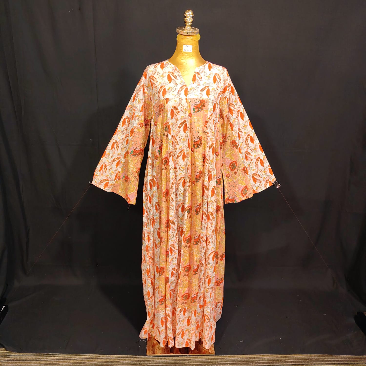 L/XL Zahia Printed Cotton Dress 57" Long Jalabiya TN 107