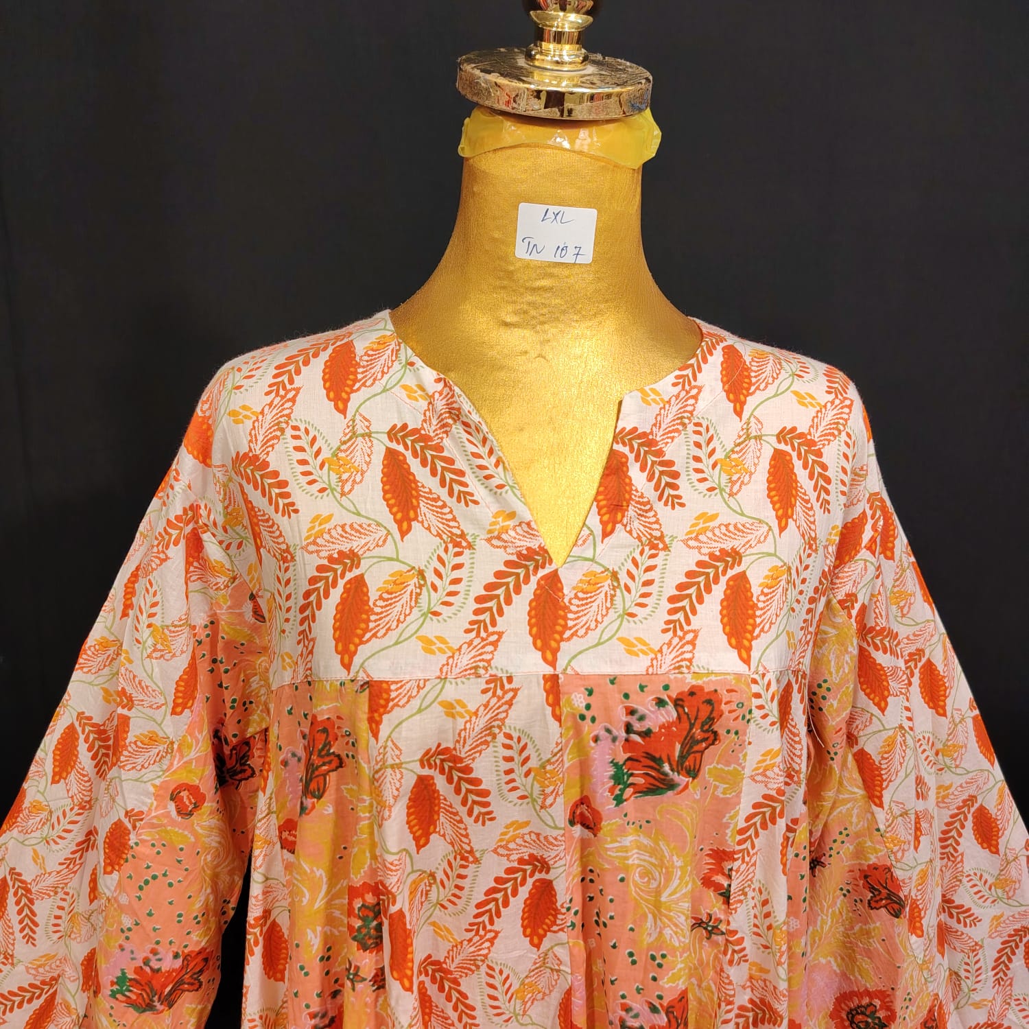 L/XL Zahia Printed Cotton Dress 57" Long Jalabiya TN 107