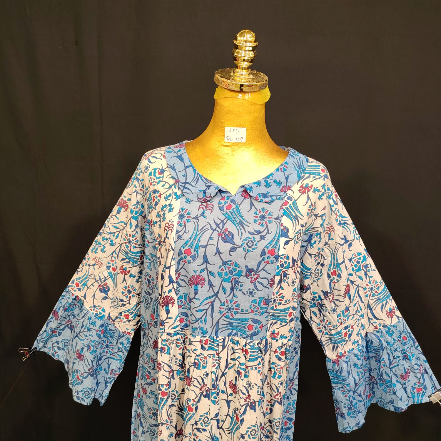L/XL Hush Special Printed Cotton Dress 54" Long Jalabiya TN 107