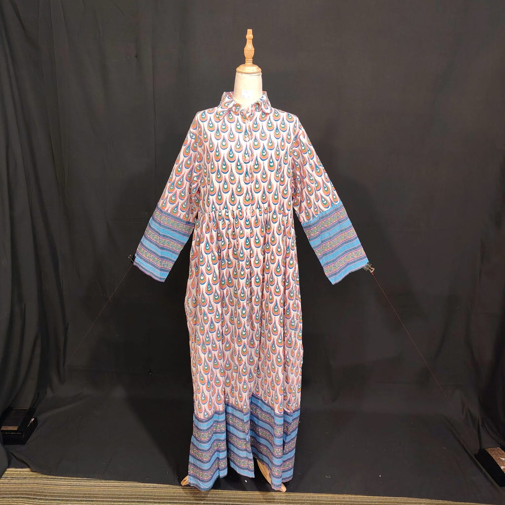 L/XL Ana Special Printed Cotton Dress 57" Long Jalabiya TN 110