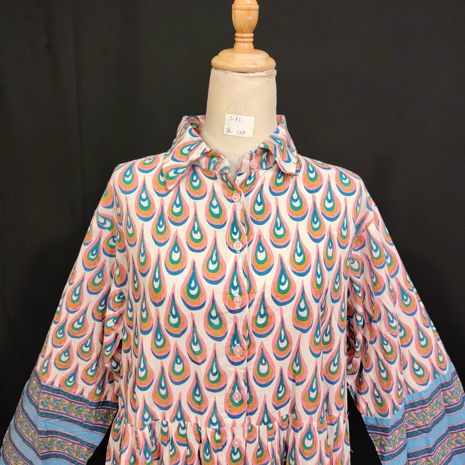 L/XL Ana Special Printed Cotton Dress 57" Long Jalabiya TN 110