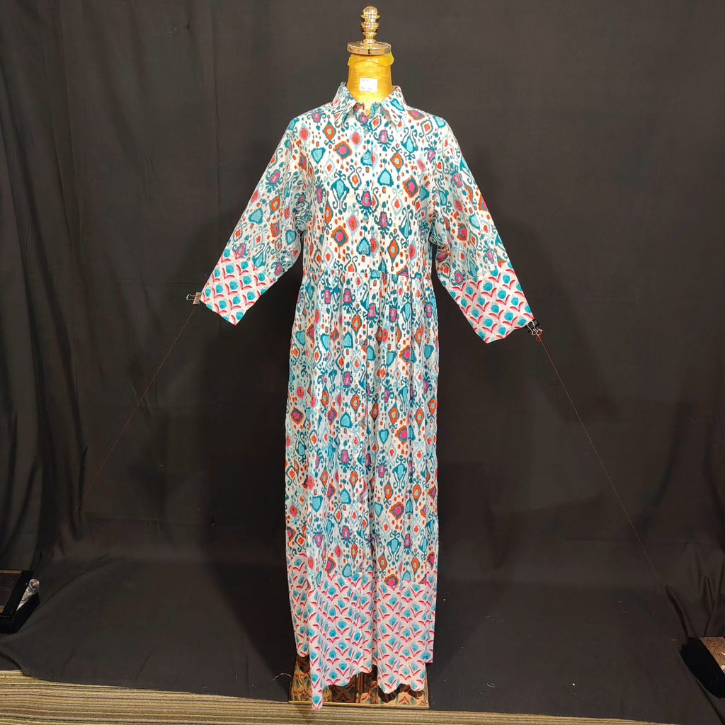 L/XL Ana Printed Cotton Dress 57" Long Jalabiya TN 111